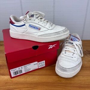 Reebok x Madewell Club C 85 Vintage Sneakers Chalk/Blue/Red M 6.5 W 8 w/ Box